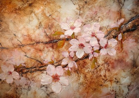 Premium AI Image | A painting of a cherry blossom branch