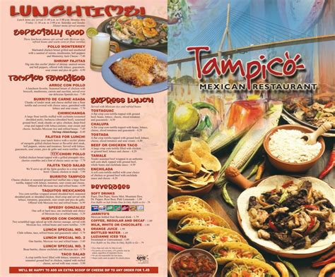 Tampico 8 Page Menu - Tampico Mexican Restaurants