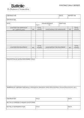 Contract Daily Report Template in Word