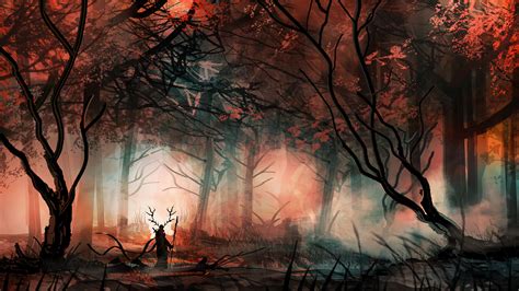 Wallpaper : trees, forest, digital art, fantasy art, mist, hero ...