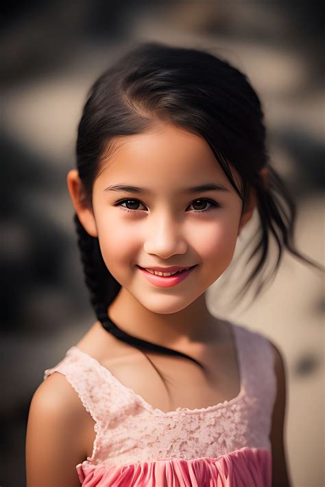 Nonkichi: Photo of a cute 10 year old girl with black hair, high resolution, smile, beautiful ...