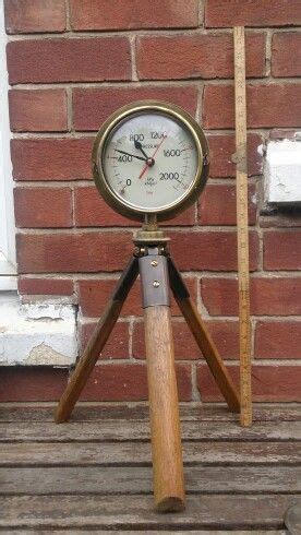 Recycled steampunk vintage tripod with boiler pressure gauge clock ...