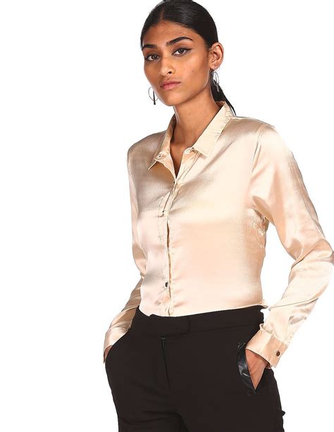 Buy Flying Machine Women Spread Collar Solid Formal Shirt - NNNOW.com