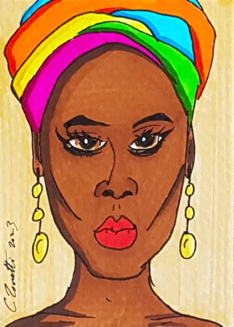 CHRIS ZANETTI ORIGINAL ACEO Art Card African Woman Portrait Signed OOAK Artwork $0.99 - PicClick