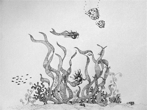 Image result for ink drawing underwater | Underwater tattoo, Sea drawing, Sketches