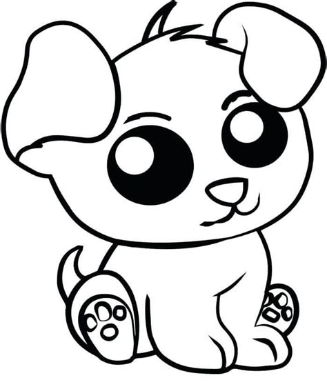 Kawaii Puppy Coloring Page - Free Printable Coloring Pages for Kids