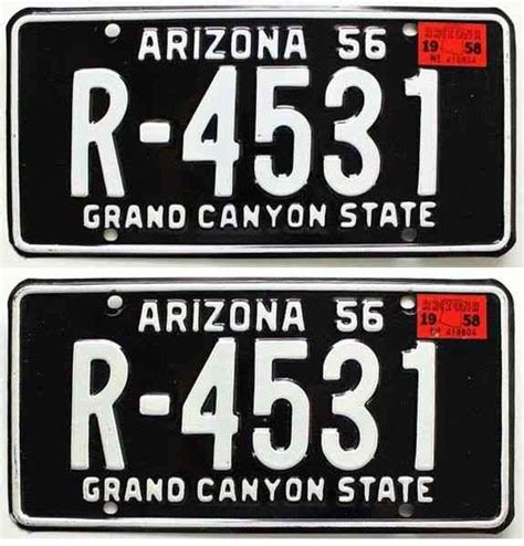 1956-58 ARIZONA Pair LICENSE PLATES DMV Stickers