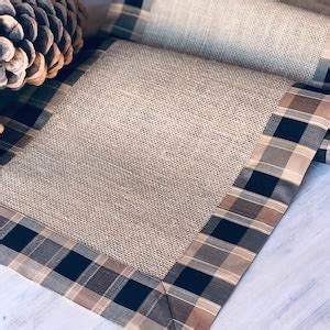 Pine Cabin Rustic Table Runner Farmhouse Linens Burlap Runner Rustic ...