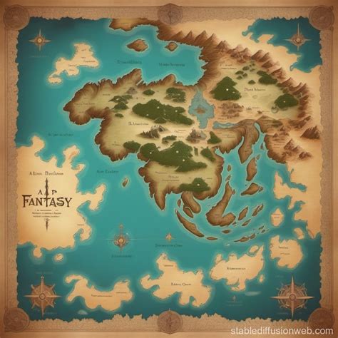 Fantasy World Map with Continents | Stable Diffusion Online