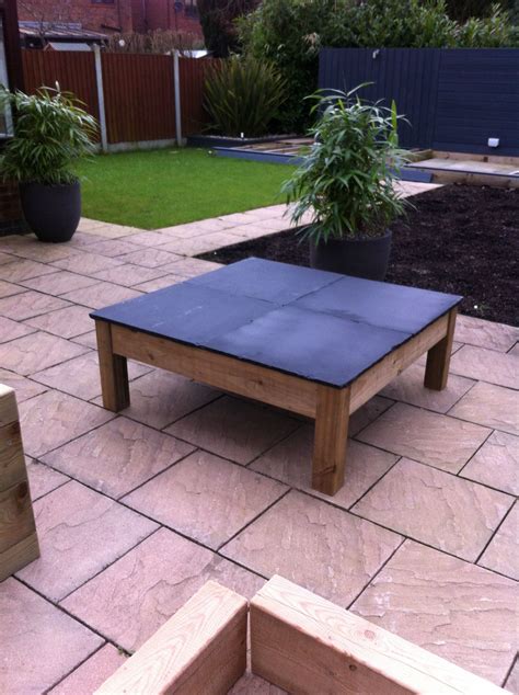 Diy contemporary outdoor coffee table ,with limestone paving slabs as the top | Garden coffee ...