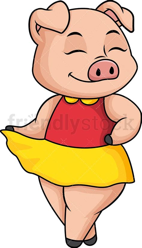 Female Pig Cartoon Clipart Vector - FriendlyStock