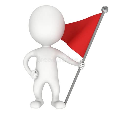 3d man with red flag stock illustration. Illustration of sign - 32275385