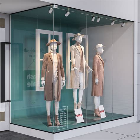 Shop front with female mannequin 3D model | CGTrader