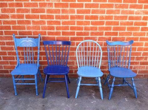 On SALE Mismatch Blue Dining Chairs, Set of 4,Vintage Chairs, Mix and Match, Farmhouse Chairs ...