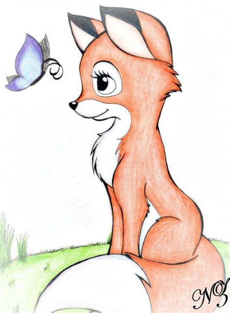 Cute Fox Drawing, Baby Drawing, Cute Animal Drawings, Painting ...