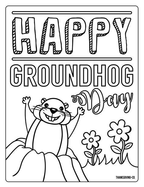 4 adorable Groundhog Day coloring pages for kids