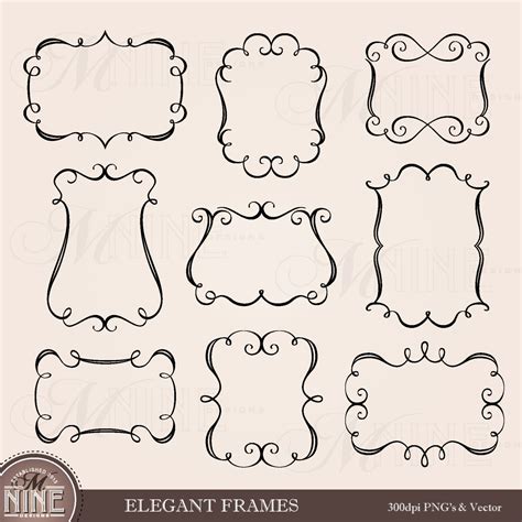 ELEGANT FRAMES Clip Art: Borders Frames Clipart Design | Etsy