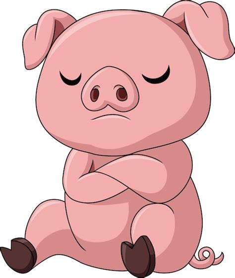 Premium Vector | Cute sad pig cartoon on white background