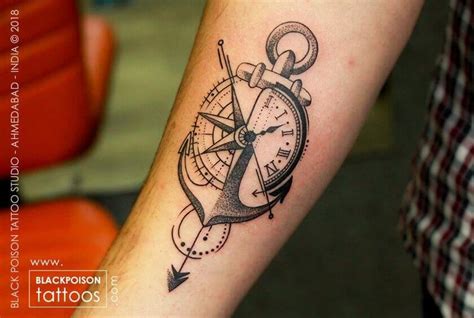 Anchor compass tattoo Best Tattoo Artist in India Black Poison Tattoo Studio