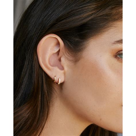 Teagan Huggie – SHOP SHASHI Hammered Hoop Earrings, Bar Stud Earrings, Circle Earrings, Gold ...