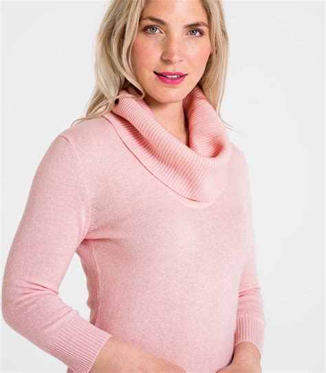 Rose poudré | Pull à col boule - Femme - Cachemire & Mérinos | Woolover FR