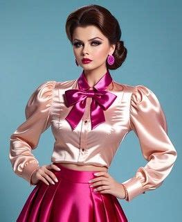 Pink Miranda in 2024 | Satin bow blouse, Academia aesthetic outfit, Retro dress