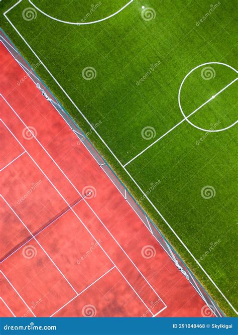 Aerial View of a Soccer Field and a Tennis Court, Spaces for Activity ...