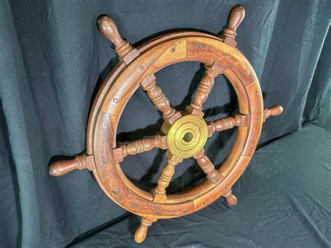 Vintage Wood & Brass Boat Steering Wheel – Standpipe Antiques