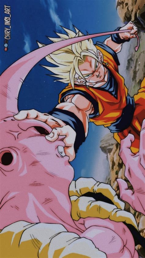 Super buu Gotenks vs super gohkan by: @chry_insi_art | Paarse achtergronden, Achtergronden