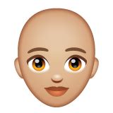 👩🏼‍🦲 Woman: Medium-Light Skin Tone, Bald Emoji on WhatsApp 2.23.2.72