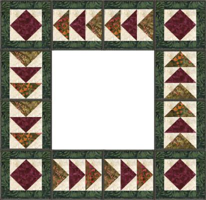 Flying Geese Quilt Borders | Stitch and Flip Squares / Pieced and quilted in the hoop in one ...