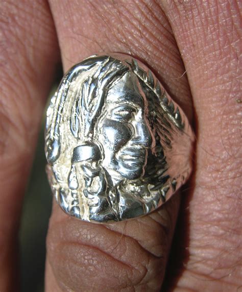 Sterling Silver Apache Native American Head Ring - Freedom Jewelry USA