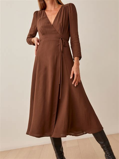 Melba Dress - Long Sleeve Midi Georgette | Reformation