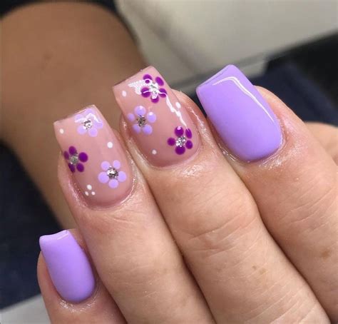 Girls Nail Designs, Fancy Nails Designs, Purple Nail Designs, Square ...