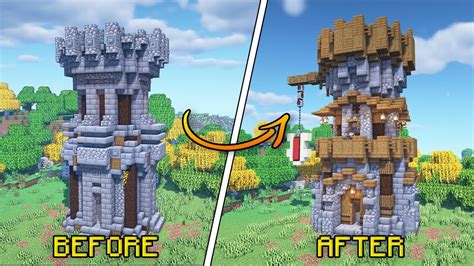 Transforming my FIRST Minecraft Medieval Tower [2015 Vs 2020] - YouTube