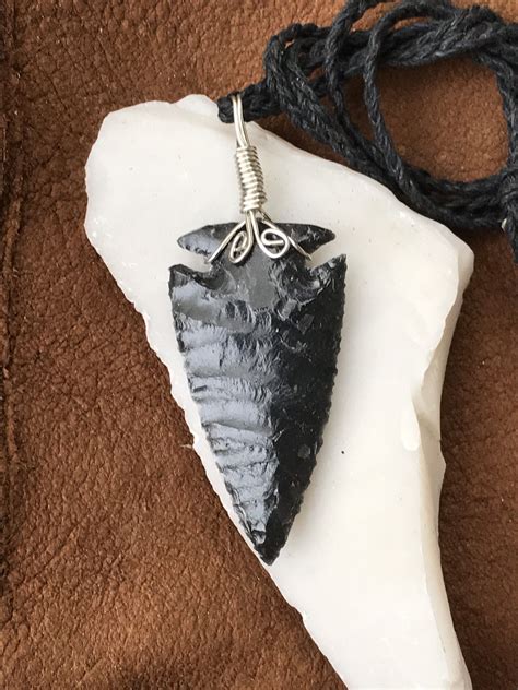 Arizona Obsidian Arrowhead Necklace | Etsy | Obsidian arrowhead ...