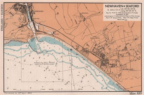 Newhaven & Seaford town plan & sea coast chart. Sussex. ADMIRALTY 1943 old map | eBay