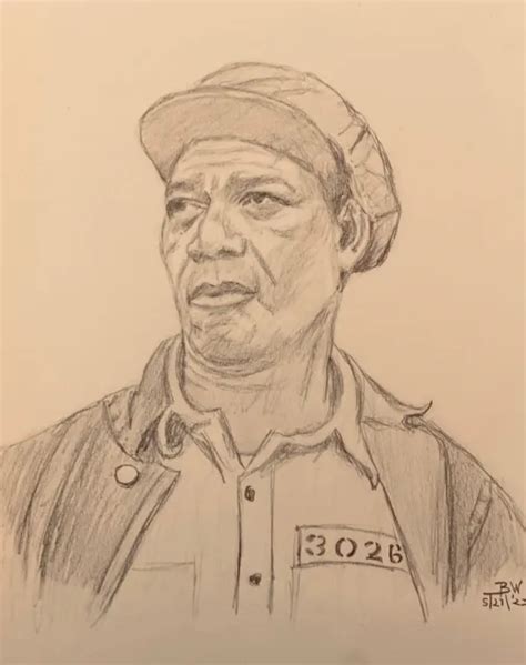 MORGAN FREEMAN PENCIL Drawing 11X14 Morgan Freeman Original Portrait ...