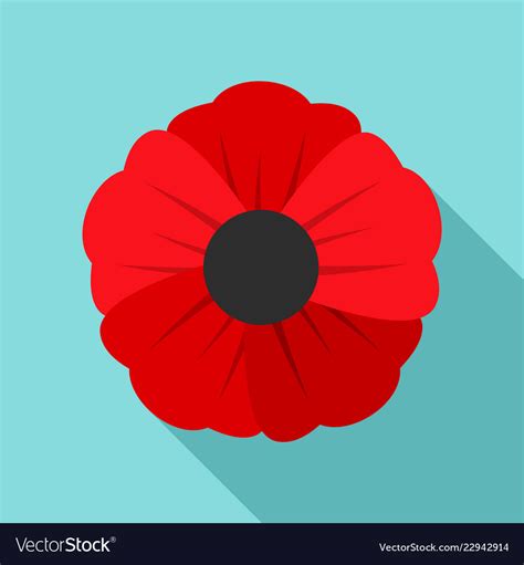 Garden poppy flower icon flat style Royalty Free Vector