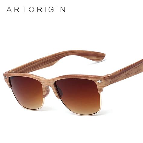 Artorigin Half Frame Wood Sunglasses Women Men Wooden Glasses Rivet ...