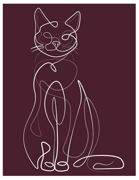 Cat Sitting One Line Art | Line art tattoos, Line art design, Outline art