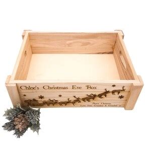 Christmas Eve Box, Personalised With Name & Message. Wooden Box, Crate With Traditional Santa ...