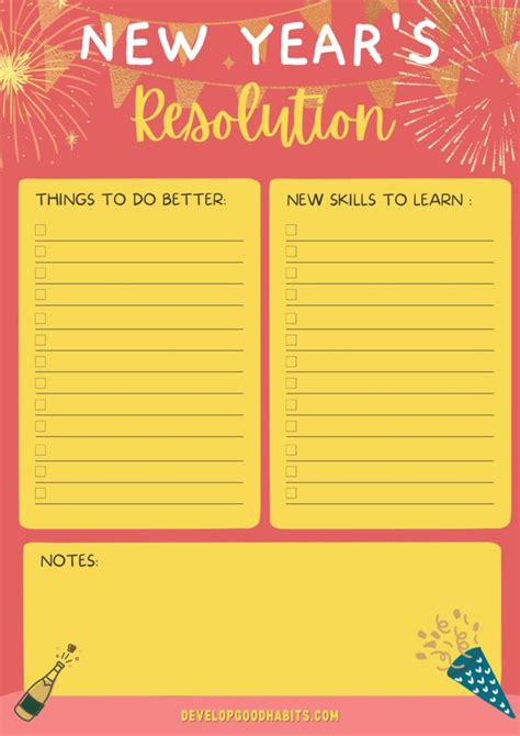 15 Printable New 12 months's Resolutions Templates for 2023 - Happily Evermindset