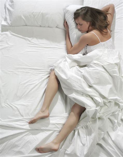 Woman sleeping in the bed stock photo. Image of cleanliness - 8318648