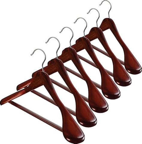 High-Grade Wooden Hangers - Set Of 6 - Heavy-Duty Wooden Coat Hangers with Wide Shoulders ...