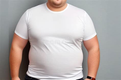 White T-shirt Template Mockup for Fat or Chubby People. White Tshirt or ...