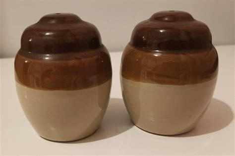 Vintage Stoneware Salt & Pepper Pots Shakers Kitchen Pottery | Etsy