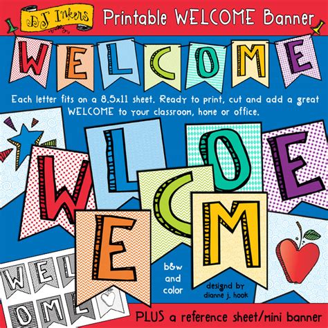 Printable welcome banner for your classroom, home or office by DJ Inkers