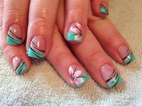 Image result for nail tip designs | Turquoise nails, Nail tip designs, Spring nail art