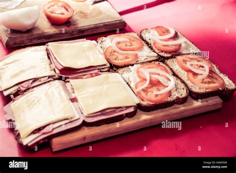 Photograph of a jam sandwich Stock Photo - Alamy